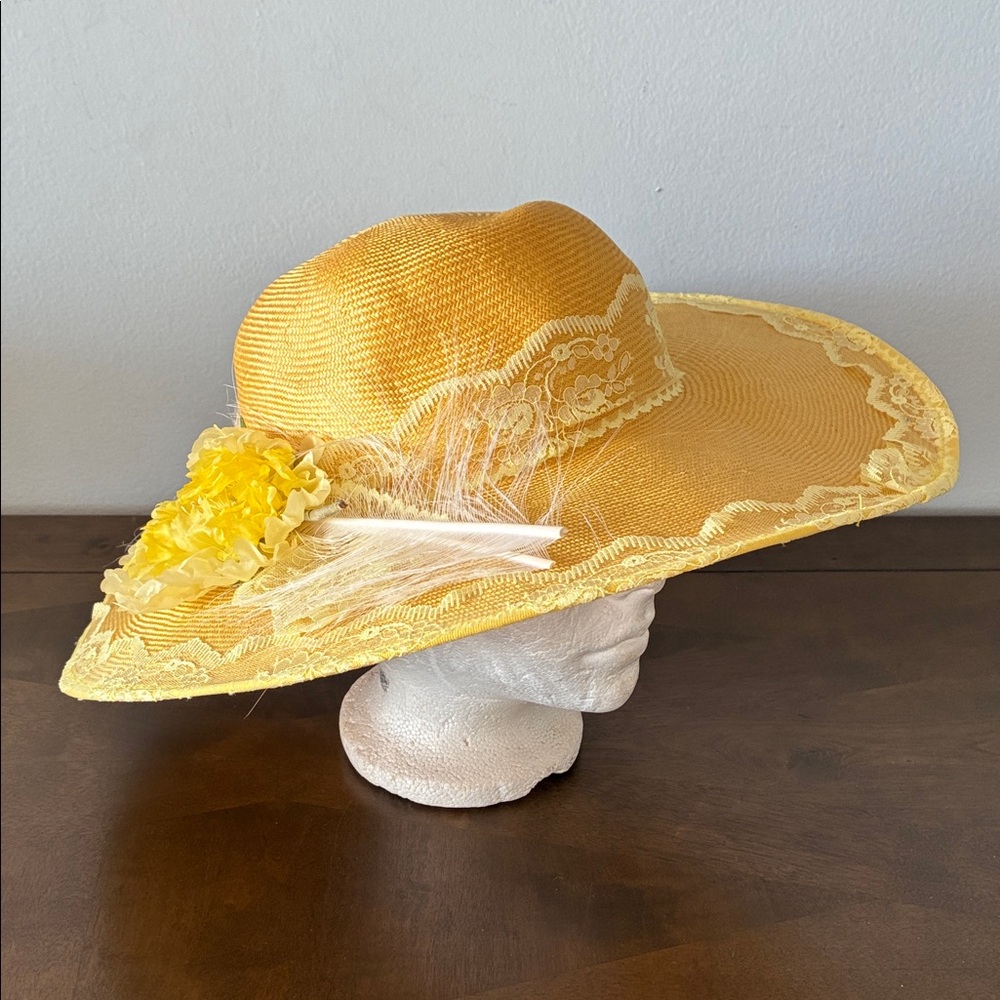 Vintage Yellow Lace Sun Hat